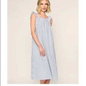 Petite Plume Women's Twill Clementine Nightgown in Navy French Ticking XL